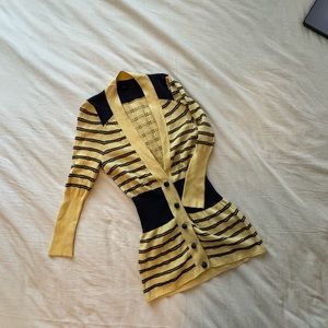 Jill stuart yellow blue striped cardigan size S